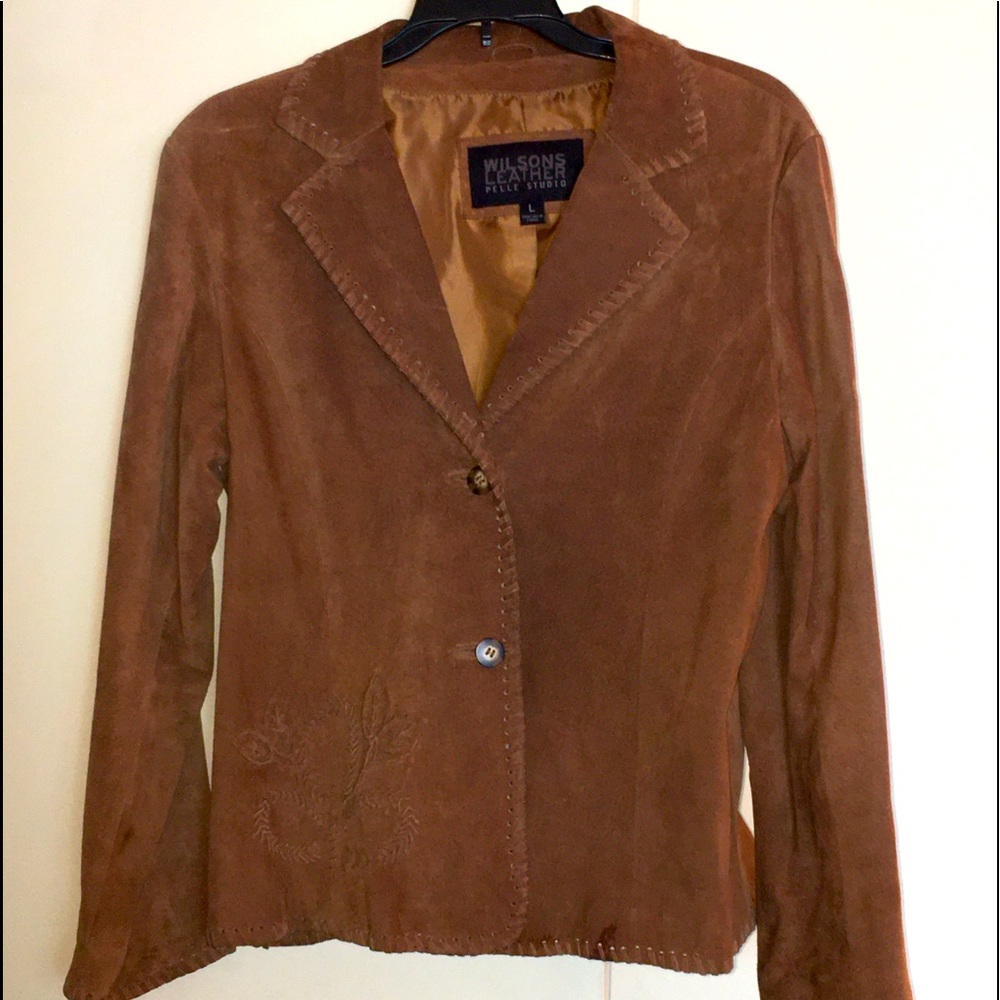 Wilson’s Leather jacket, size 12 (true to size), matching new trousers.